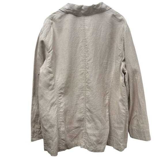 Elisabeth by Liz Claiborne 100% Linen Blazer Size 14 Oversized Jacket Beige - Picture 4 of 7